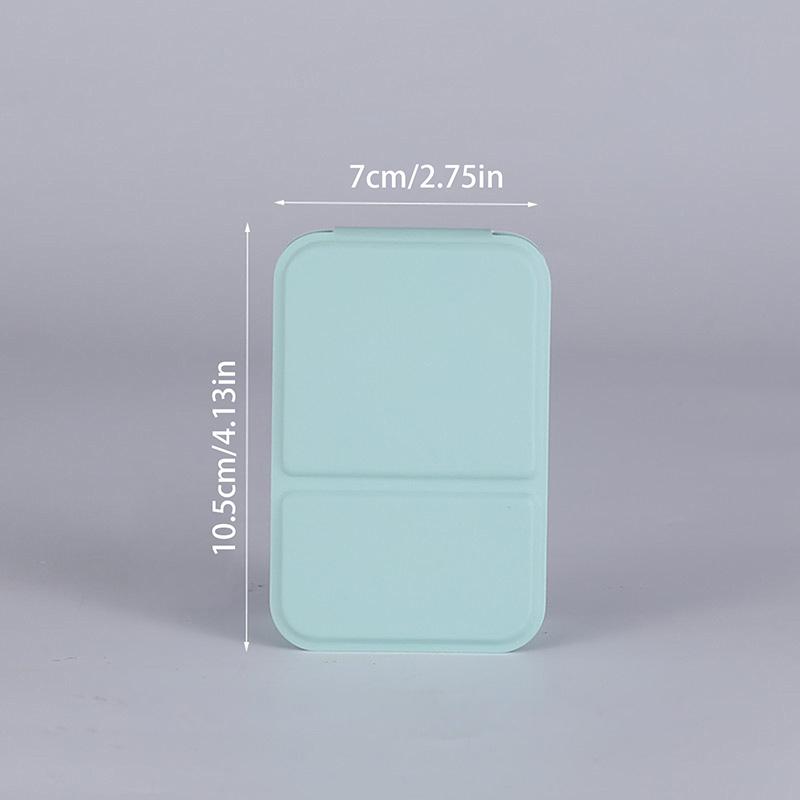 Portable Desktop Mini Foldable Makeup Mirror Solid Color PU Leather Wear-Resistant Compact Handheld Student Cosmetic Mirror
