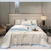 4pcs Embroidered Ice Silk Summer Comforter Set Suitable for Bedroom Apartment Bedding for Summer Comfort Breathable Cool