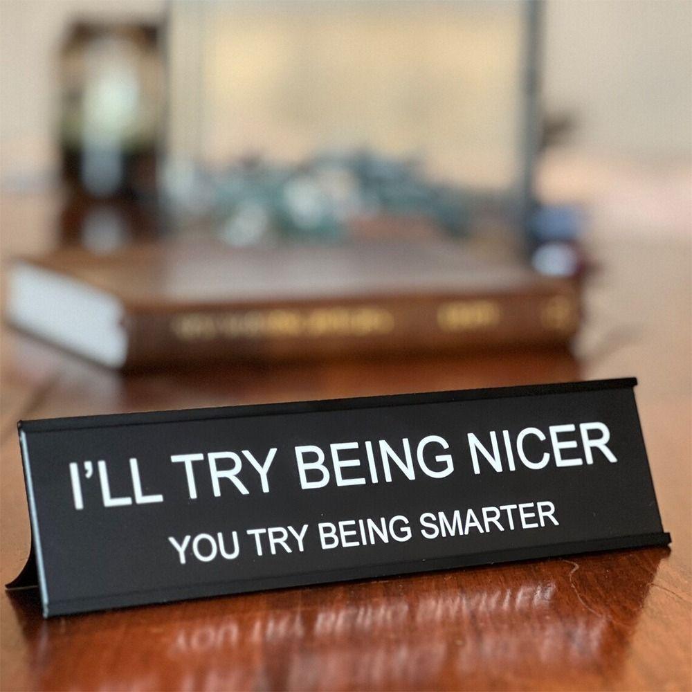 Creative Black Office Decor Sign Aluminium Alloy Lightweight Seating Sign Table Decoration Desk Sign Coworker Gift