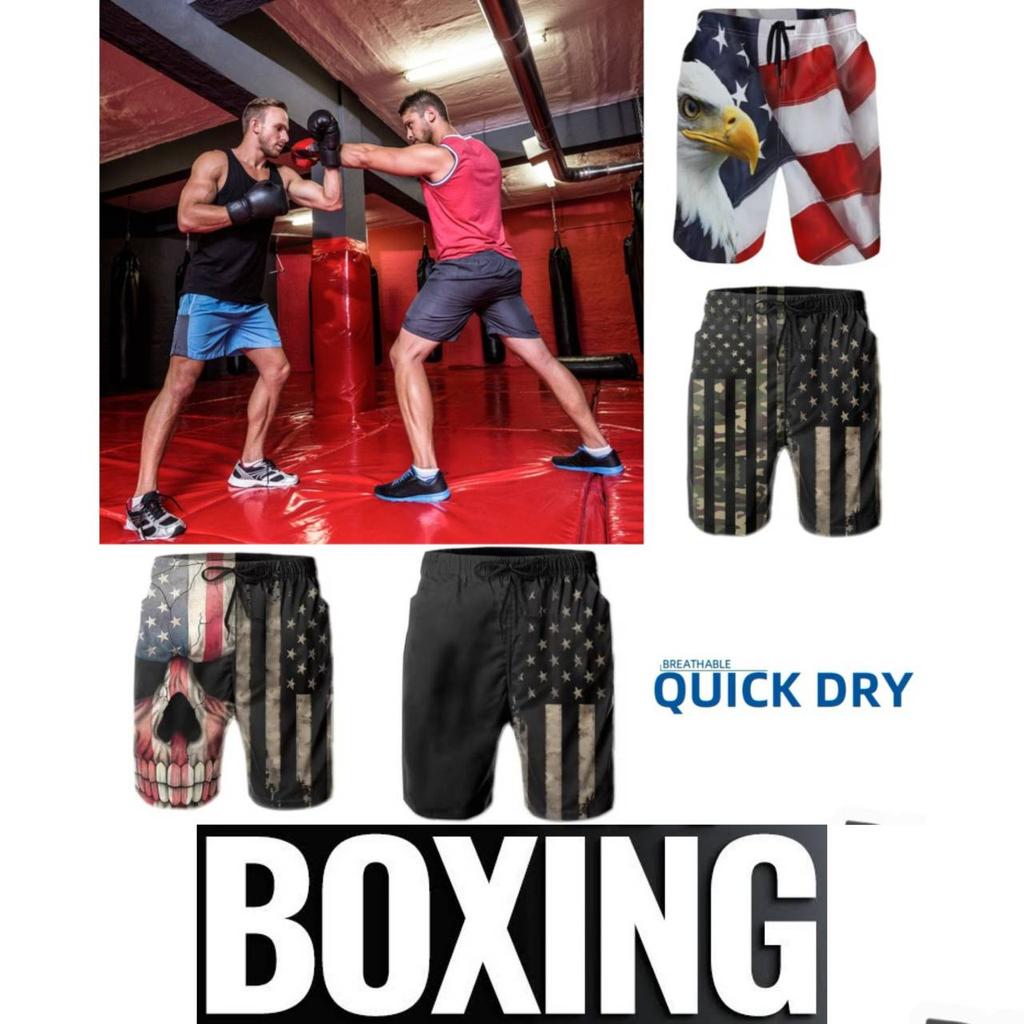 Сокол Орел Череп Великобритания США Америка Флаг Соединенного Королевства Бокс Муай Тай Кикбоксинг Шорты 3D Принт Тренировочные Унисекс Мужские Женские Фитнес Спорт Занятие