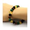 Beaded Bracelet - A Bijoux - Citrine Malachite Black Onyx - Wood 8 Mm - Length 19-20 Cm - Made In France