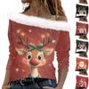 Women's Long Sleeve Tops Fashionable Women's Loose Christmas Print Off-Shoulder Pullover Tops