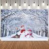 Winter Forest Christmas Photo Backdrop Snowflake Pine Tree Snowman Natural Scenery Family Party Decor Photography Backgrounds