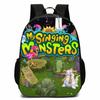 Kids School Backpack Boys Girls - Cute Cartoon Monster Design Lightweight Oxford Fabric Breathable Padded Straps Grade