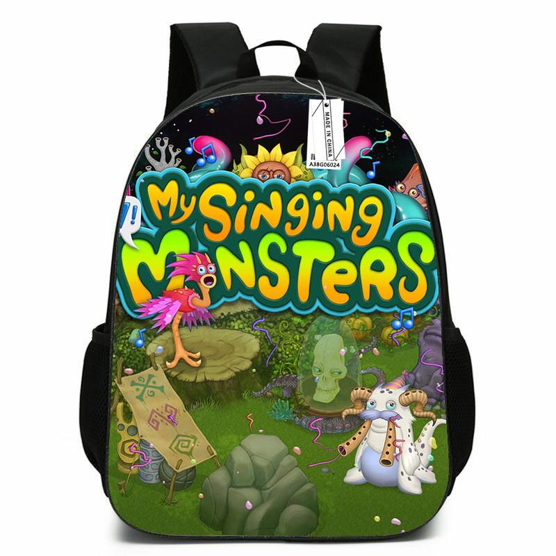 Kids School Backpack Boys Girls - Cute Cartoon Monster Design Lightweight Oxford Fabric Breathable Padded Straps Grade