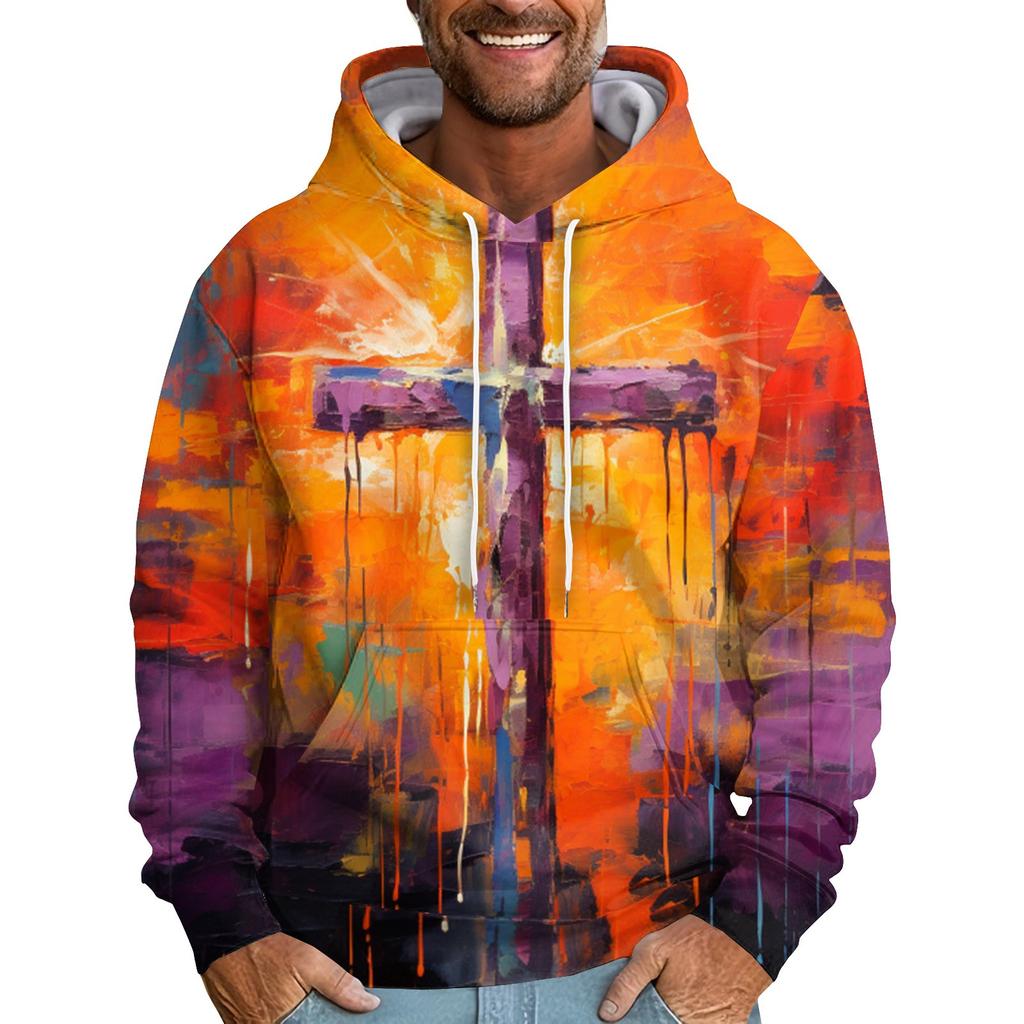 Мужская свободная толстовка с капюшоном с принтом, мужская повседневная модная спортивная толстовка