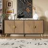 160 cm Sideboard, Four Doors, Golden Brushed Handles and High-Gloss Table Legs