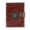 Handmade Green Stone Embossed Vintage Leather Journal with Lock Clasp.