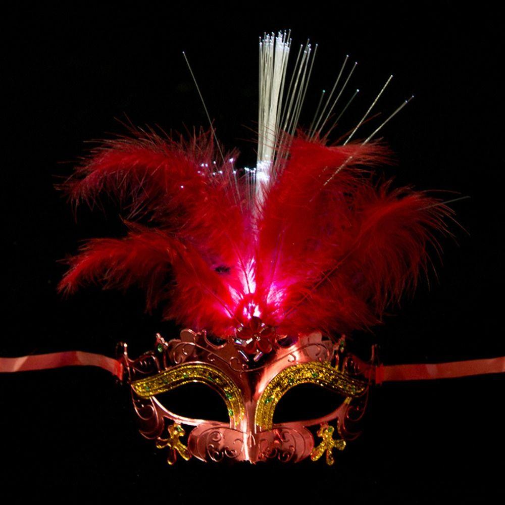 Party Supplies Feather Butterfly Mask Light Up Venice Masquerade Masks LED Glowing Mask Gift
