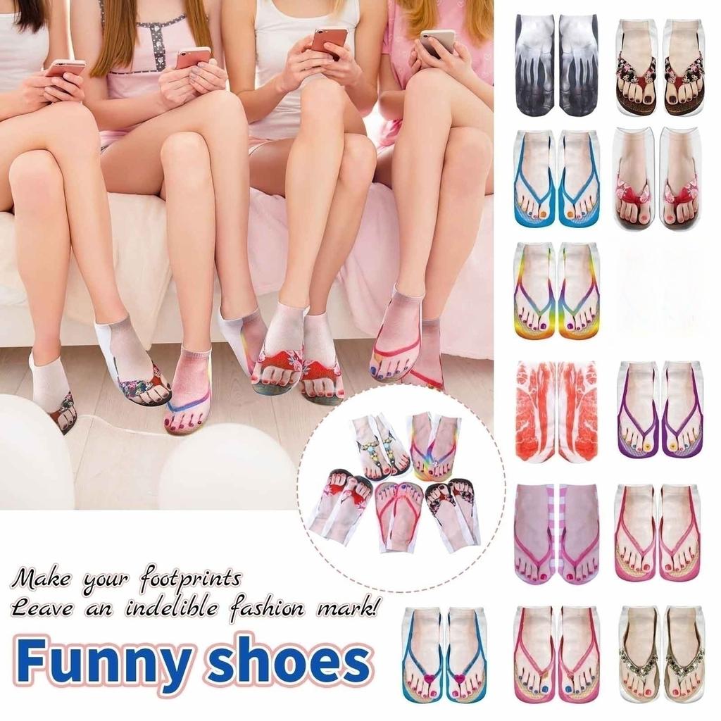 Носки с 3D принтом 20 см, забавные шлепанцы, носки, холщовые забавные креативные носки