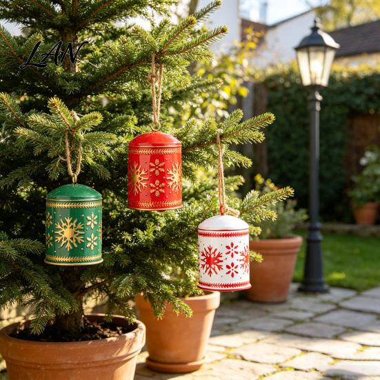 Festive Party Supplies Large Christmas Bell with Snowflake, Vintage Metal Cow Hanging Ornaments, Seasonal Table Centerpieces Rustic Winter Wind Chime