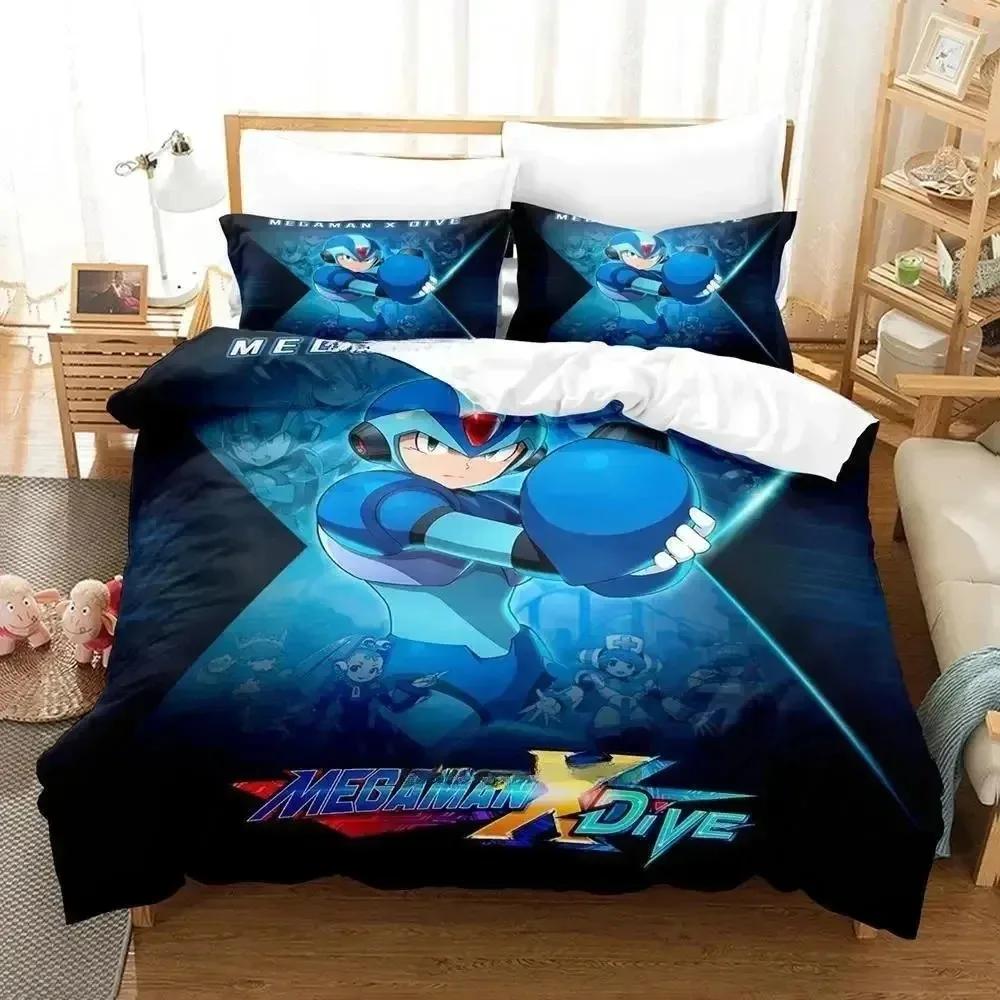 Постельное белье Mega Man X DiVE Односпальное Двуспальное Полный Размер Queen King Размер Комплект Постельного Белья Для Взрослых Мальчиков Спальня Комплекты Пододеяльников 3D Аниме Комплект Постельного Белья