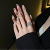 Кольцо из витой меди с широким рядом страз, кольцо в корейском стиле, открытое, регулируемое, женское кольцо на палец