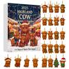 Highland Cow Advent Calendar 2025 24-Day Christmas Countdown Box with Ornaments Multifunctional Tree Decoration And Holiday Fun for Kids