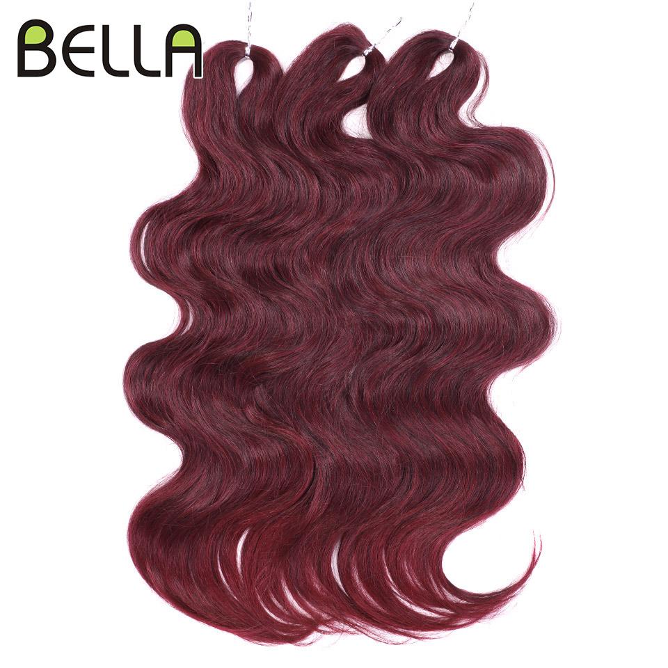 BELLA 24 inch Body Wave Crochet Hair 3PCS Synthetic Hair Braids Fake Hair Ombre Blonde Brown Natural Braiding Hair Extensions