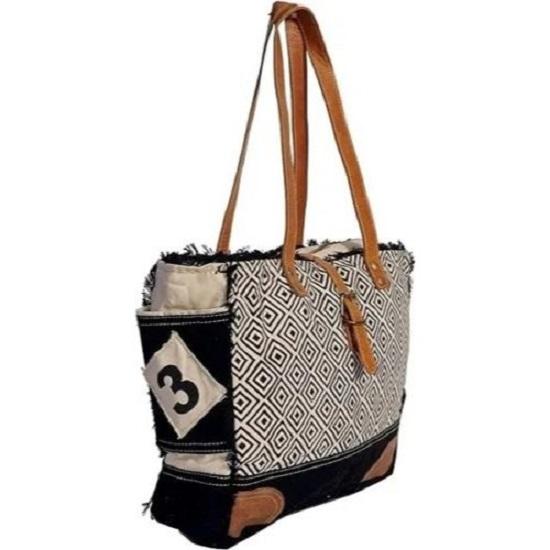 Сумка на плечо SEL de MER из переработанного холста и кожи Сумка через плечо Кожаная сумка