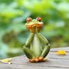 Nordic Cute Frog Statue Yoga Meditation Frog Figurine Home Garden Animal Decoration Indoor Desktop Decoration Resin Handicrafts