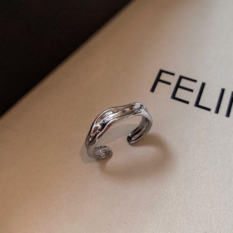 Irregular Liquid Metal Rings for Women, Light Luxury, High-End Feel, Gold and Silver Color, Middle Finger and Index Finger Rings, Niche Design