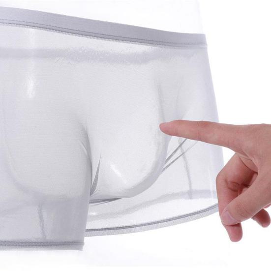 Трусы-боксеры средней посадки, ультратонкие, бесшовные, из прозрачной сетчатой пряжи, шорты-брифы однотонные, дышащие, легкие, мягкие боксеры