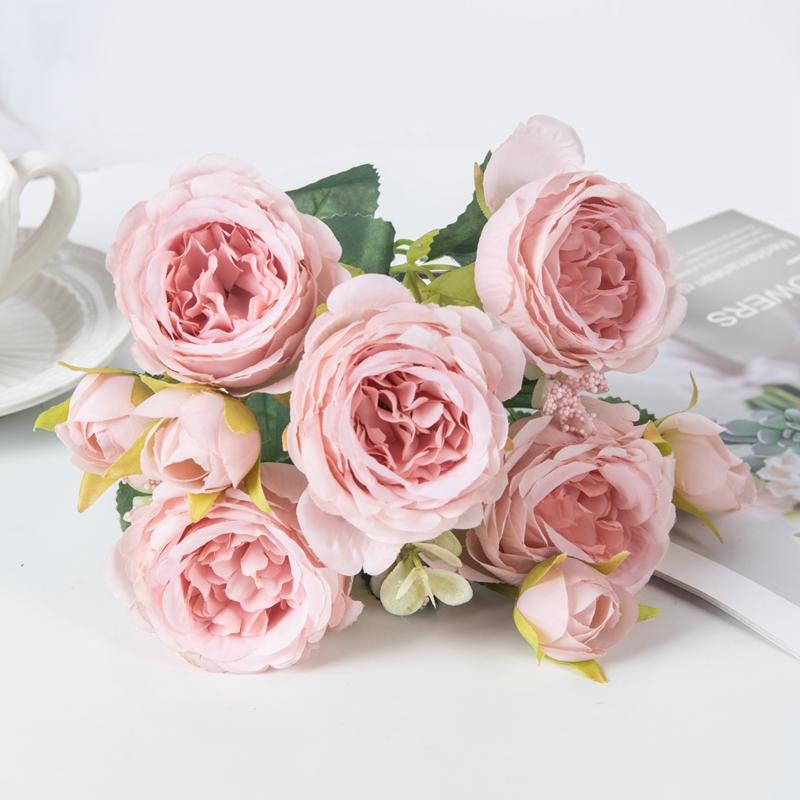 Artificial Flowers Fake Silk Peony Vases Home Room Wreath Decoration Scrapbooking Festival Garland Wedding Bouquet Accessories