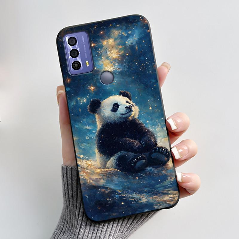 Cute Case For TCL 20B (6159K) Fundas Capa Printing Shell Protective Cover Soft Silicone Coque Cartoon Black Casing