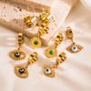 Women Simple Devil's Eye Drop Earrings Stainless Titanium Steel Crystal Pendant Earrings Geometric Ear Ornaments