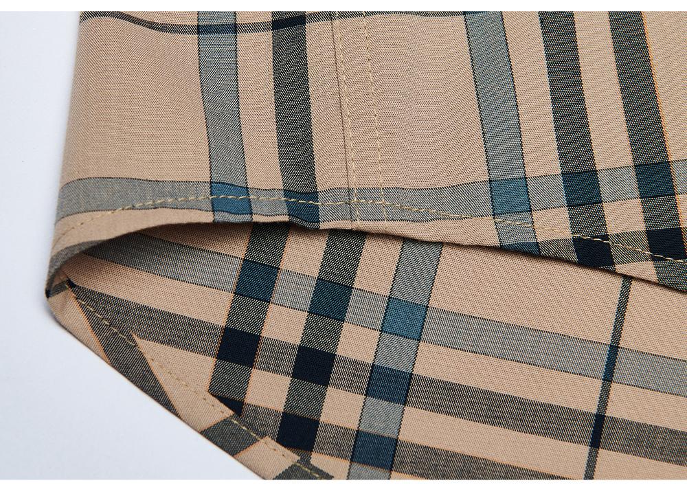 Talented men's fashionable plaid skin friendly breathable metal buckle casual shirt