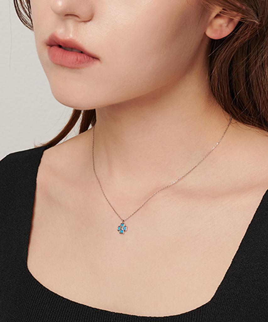 Loveenb [14K Gold] Turquoise Clover Necklace