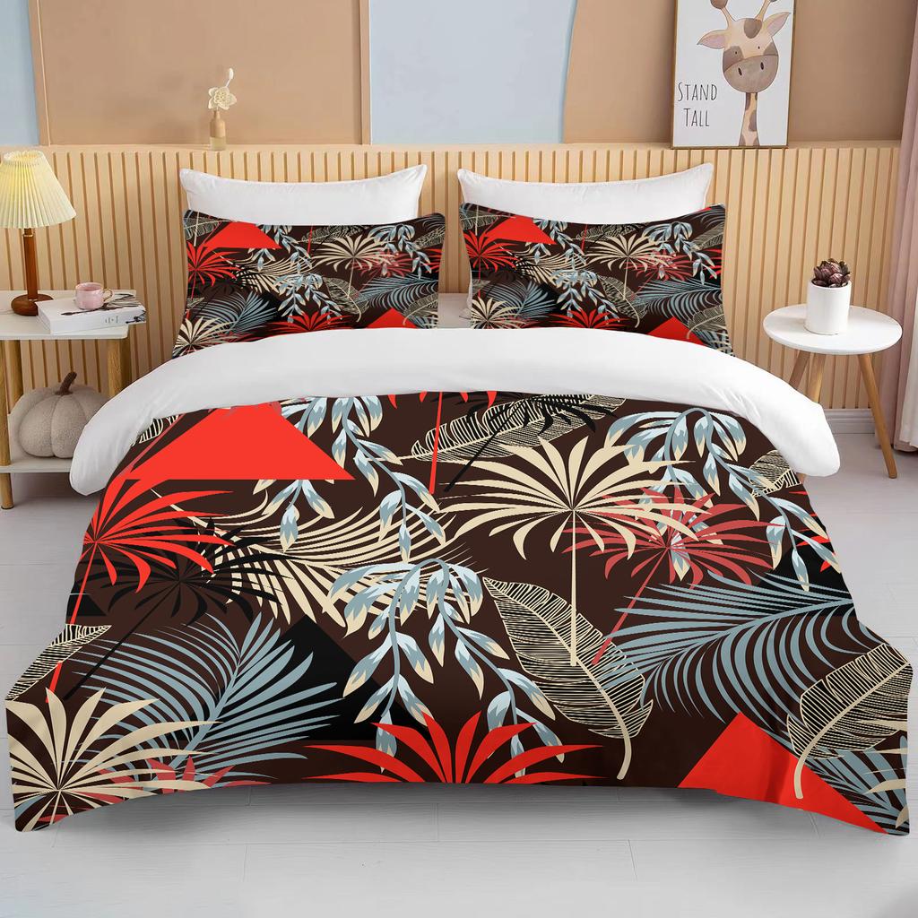 Tropical rainforest leaves queen bedding set king size double bed bedding set microfiber or polyester duvet set duvet cover