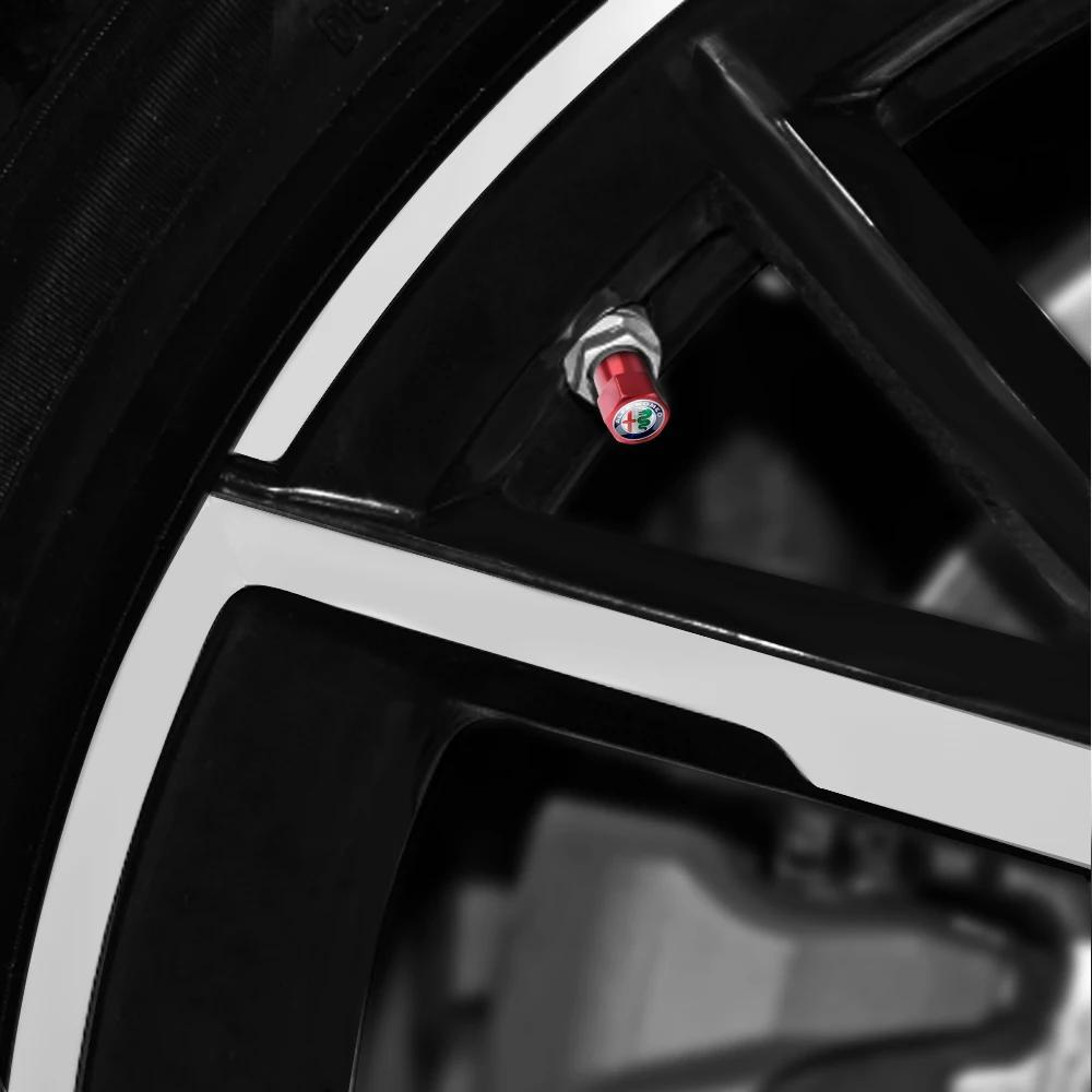 Car Stickers For Alfa Romeo 4PCS aluminium Car Badge Wheel Tire Air Valve Caps Stem Cover For Alfa Romeo Sportiva Stelvio Giuli