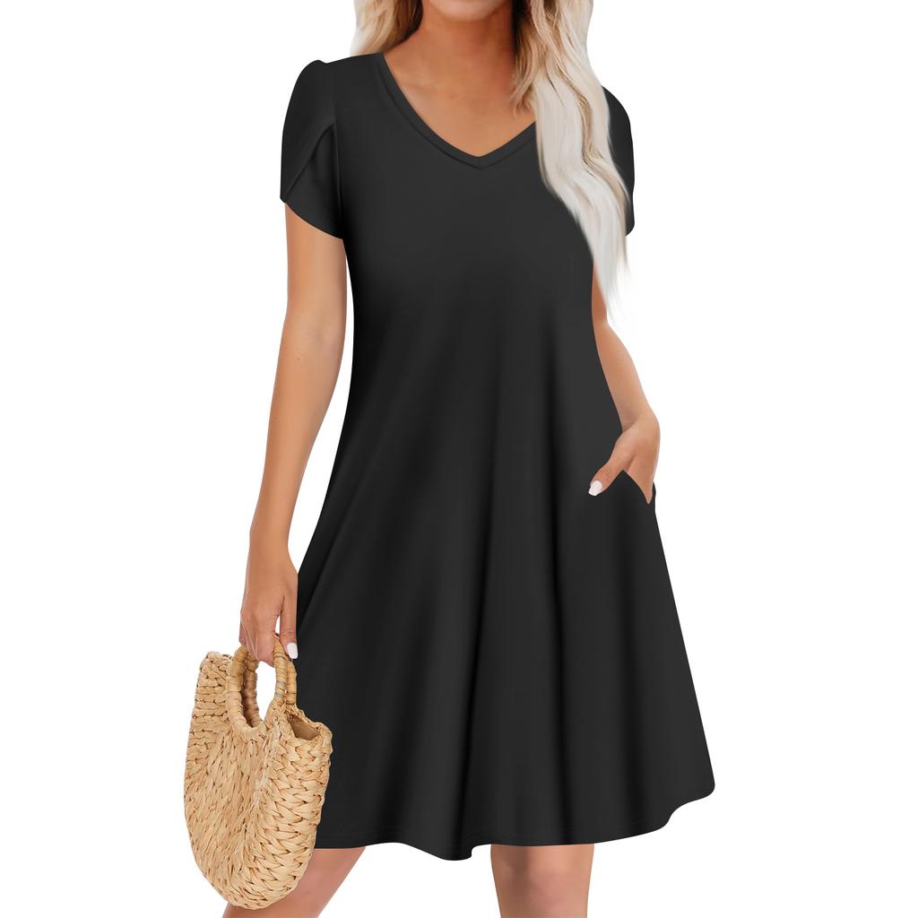 Женское повседневное модное платье с V-образным вырезом и коротким рукавом, стильное свадебное платье для гостей
