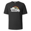 Social Anxiety Printing Mens Tshirt Casual Breathable Tees 100Cotton Funny Tops Street Oversized TShirts For Men Women Oneck