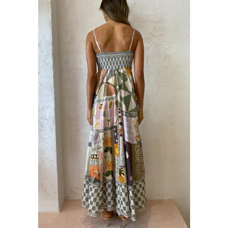 Женские новые летние сексуальные платья-халат из хлопка и льна с принтом