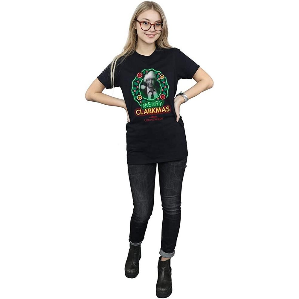 National LampoonÂ´s Christmas Vacation Womens/Ladies Greyscale Clarkmas Cotton T-Shirt