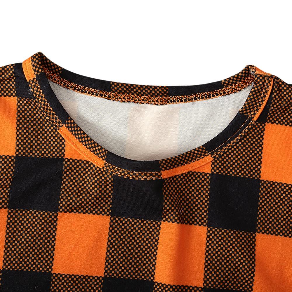 Костюм тыквы на Хэллоуин, детское клетчатое платье и жилет с длинными рукавами для девочек, комплект из 2 предметов, одежда для детей 1-7 лет