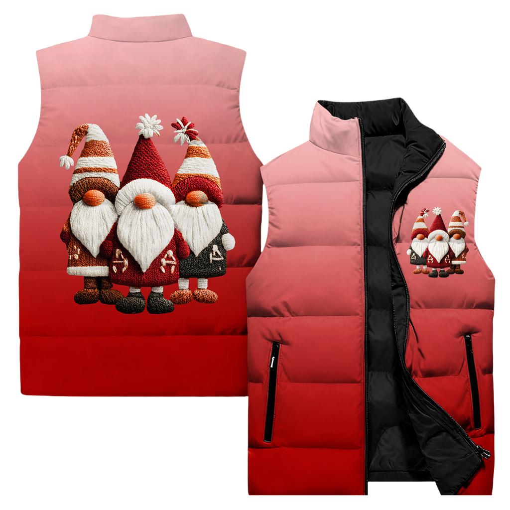 Ladies' Casual And Fashionable Sleeveless Vest Christmas Printed Cotton Jacket