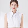 Women White Long Pointed Fake Collar Big Lapel Fake Collar Detachable Lapel Half Shirt Cotton False Collars