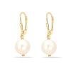 Real 925 Sterling Silver Pearl Earrings Pearl Drop Dangle Gold-Plated Leverback Earring for Women