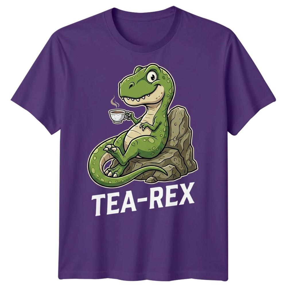 Tea Rex Funny Dinosaur Drinking Tea Unisexs T Shirt Graphic Novelty Tee