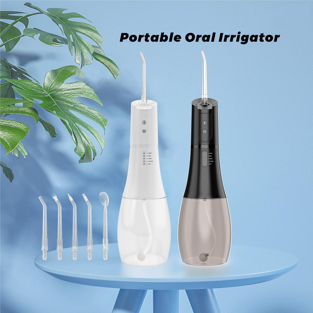 Oral Irrigator Portable Water Flosser Rechargeable 5 Modes IPX7 400ML Dental Water Jet for Cleaning Teeth