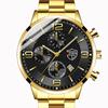 Men's Top Brand Luxury Fashion Calendar Watch Men's Stainless Steel Watch Golden Luminous Quartz Watch