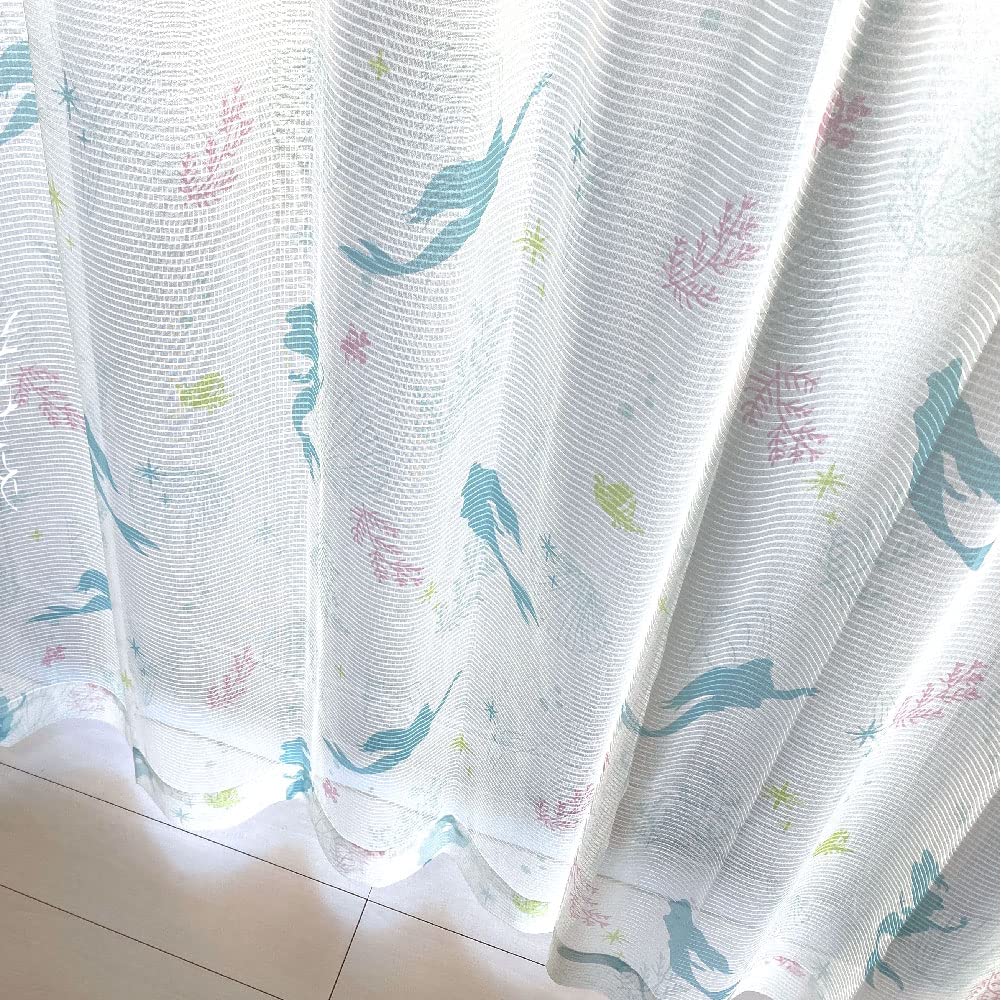 Disney Ariel Disney Level 2 Blackout and Lace Set of 100 X Disney Little Character Heat-Resistant Curtains, 4, 178cm, Princess, Mermaid, Washable,