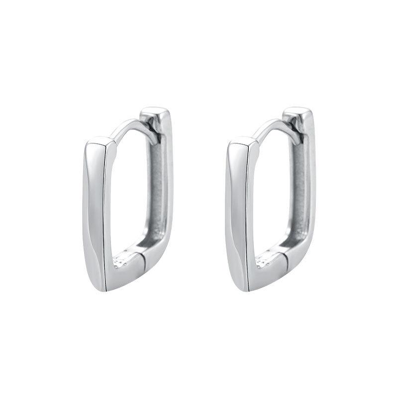 Женские квадратные полированные клипсы из стерлингового серебра 925 пробы - Простые, маленькие, изысканные серьги