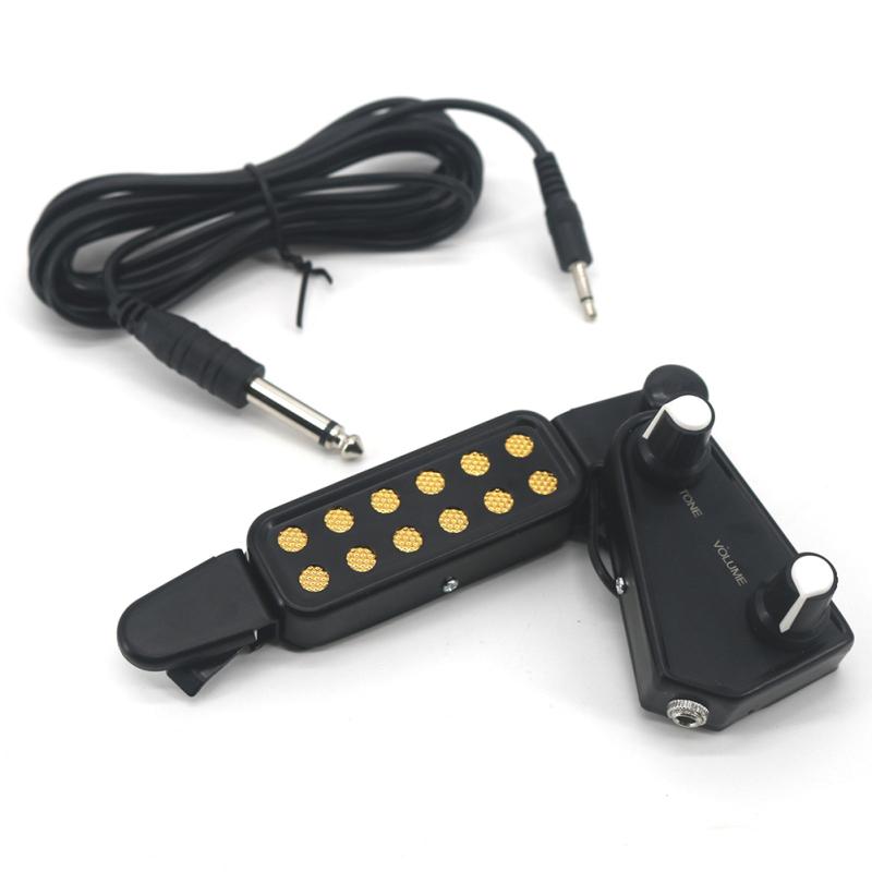 12 Sound Hole Pickup Acoustic Electric Transducer With Volume Tone Tuner Kit 3M Length Audio Cable