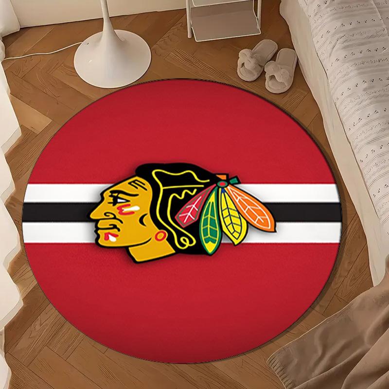 Blackhawks Artwork Round Rug for Livingroom,Bedroom, Palyroom, Chair Rug, Area rug, Circle Carpet, Large Size Decor Fan Christmas gift
