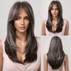 HENRY MARGU Длинные прямые синтетические парики Темно-черные коричневые волосы с омбре с челкой для чернокожих женщин Повседневные термостойкие парики для косплея
