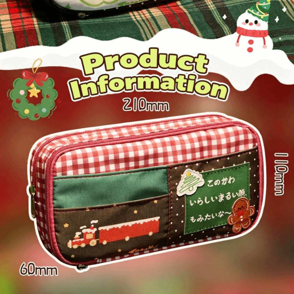 Polka Dot Zipper Pencil Pouch Patchwork Style Pen Storage Bag Everyday Storage