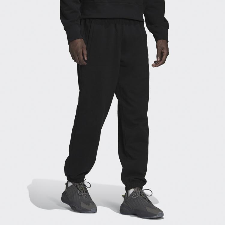 adidas Оригинальные однотонные спортивные брюки с трилистником и эластичным поясом, мужские низы, черные HJ9975
