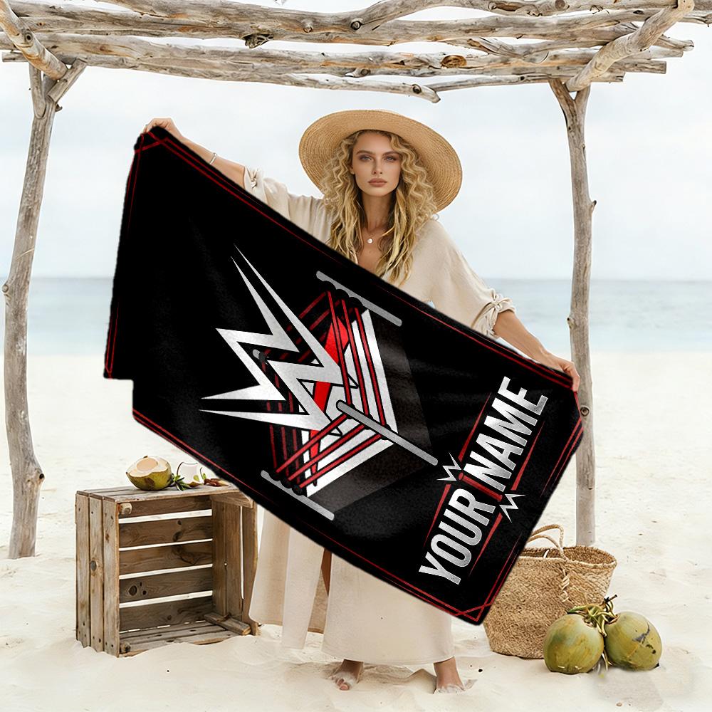 Wrestlemania Personalized Name Beach Towel Super Soft Microfiber Quickdry Fabric