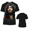 Fashion Jesus 3D Print T Shirt For Men Street Trend Short Sleeves Top Summer Oversized T-Shirt Clothes Casual O-neck Sweatshirt